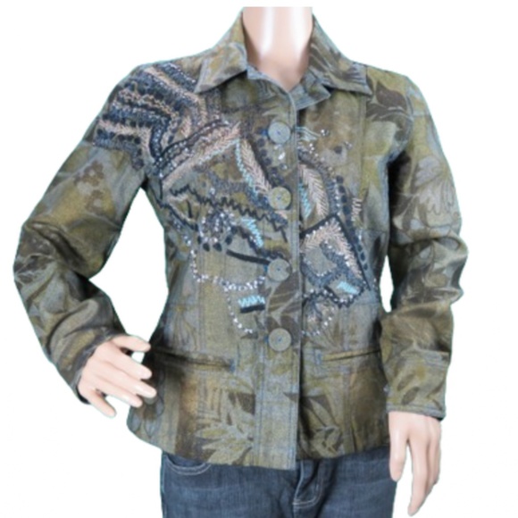 Chicos Leaf Motif Jacket - Picture 1 of 4